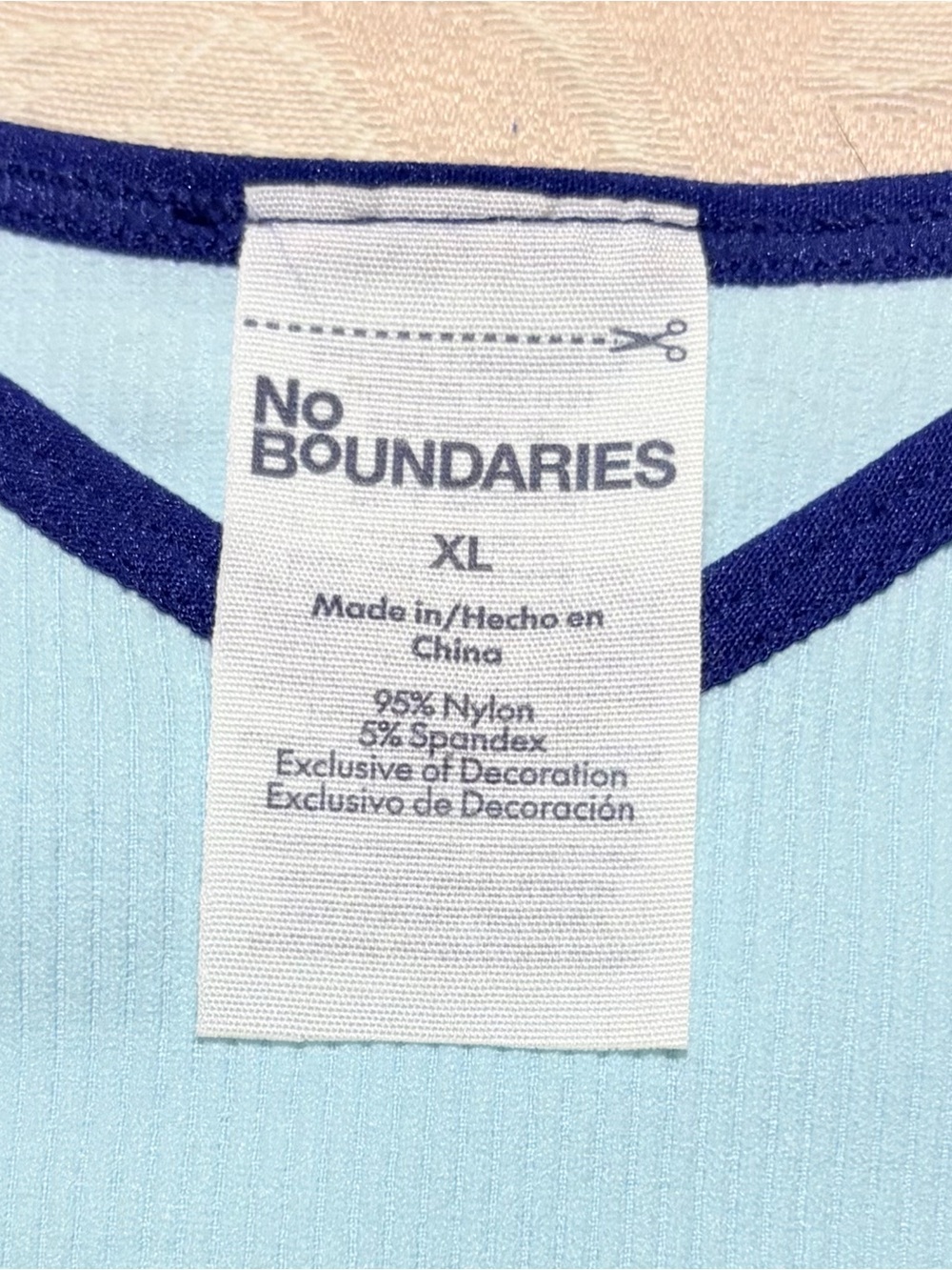 NWT No Boundaries Reversible Light Blue Ribbed Bralette with Navy Trim. XL - Picture 5 of 6